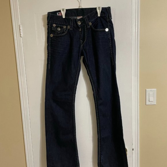 True Religion Late 2000s Dark Double Stitches Super Billy T Jeans - Picture 1 of 11